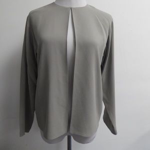 EILEEN FISHER GRAY SILK OPEN LINED JACKET TOP XS